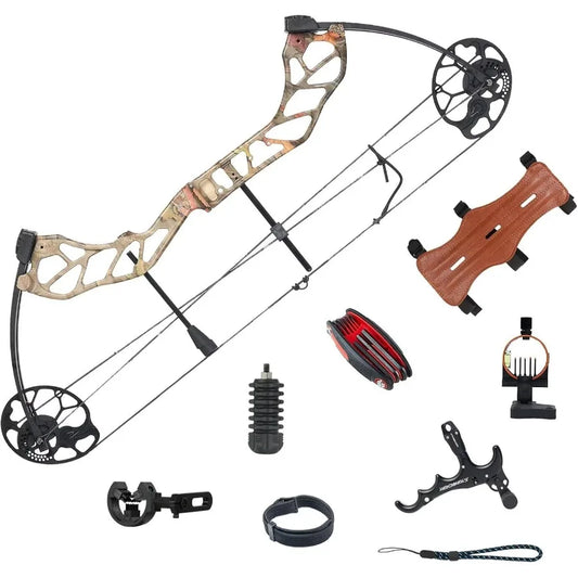 TOPARCHERY Compound Bow for Hunting, Adult Archery Set Aluminum Alloy Bow Handle IBO Arrow Speed 320fps Pull Distance: 1930 0.5