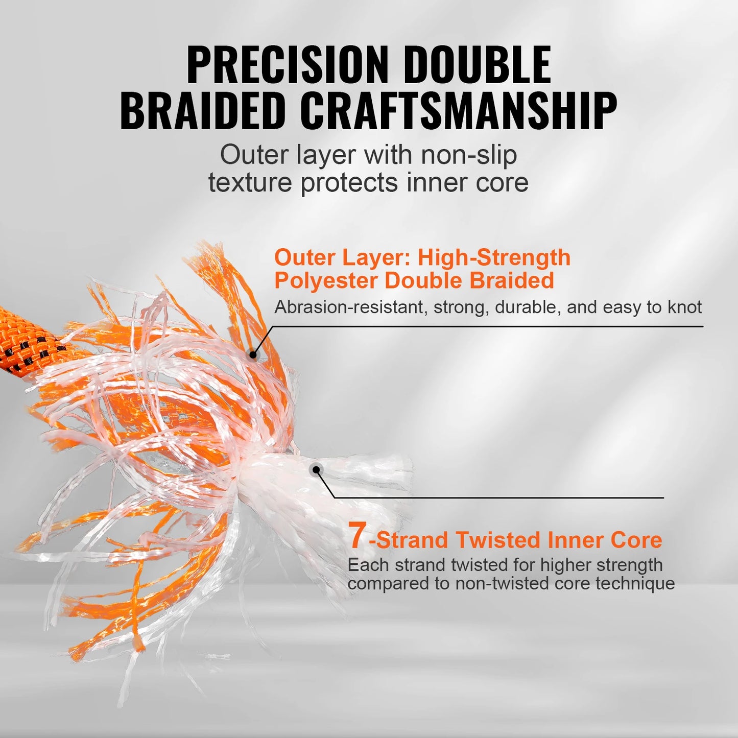 SucceBuy 120ft Dual-Weave Polyester Cord 3/8 1/2in 48-Strand Multi-Use Rope