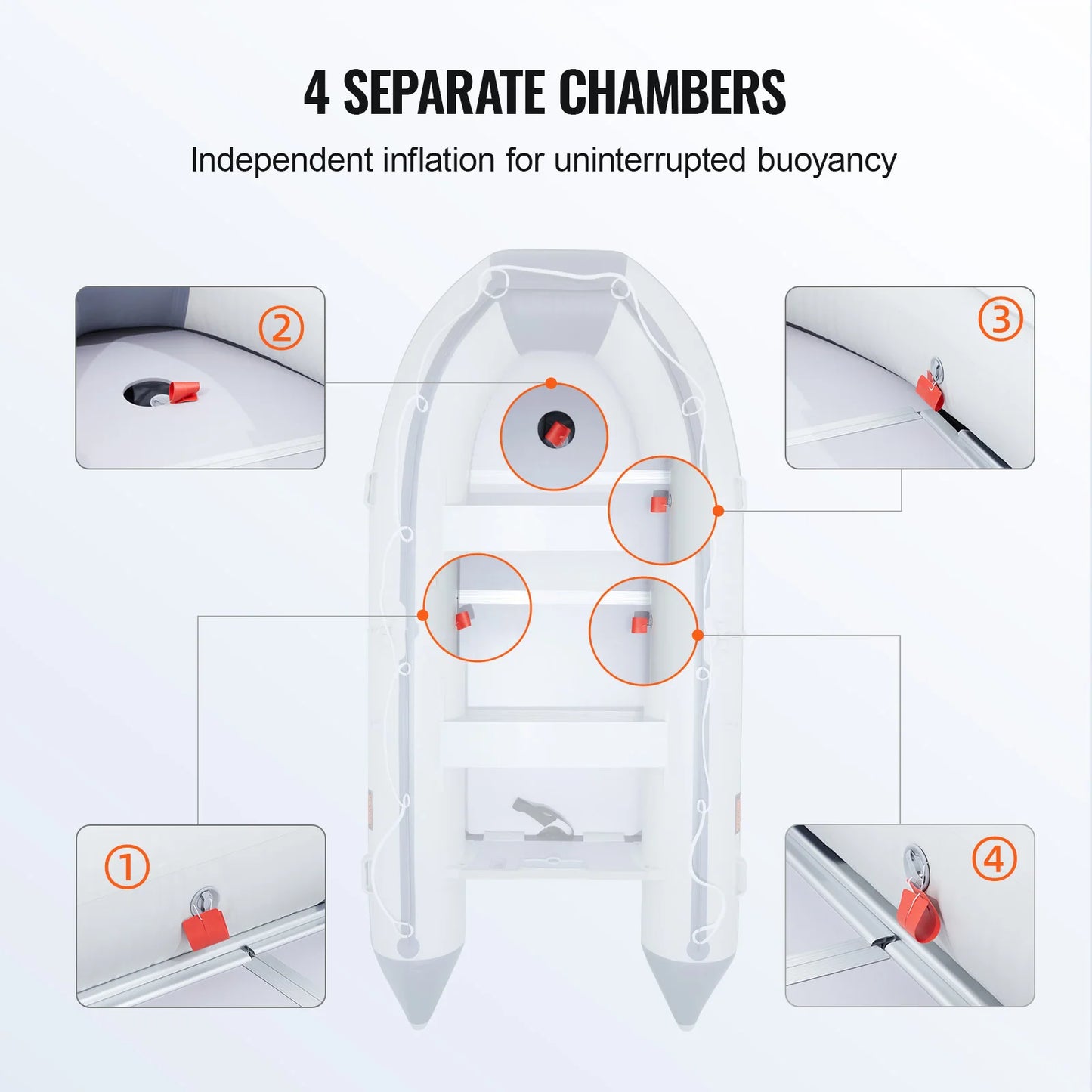 SucceBuy Inflatable Dinghy Boat 6-Person Transom Sport Tender Boat