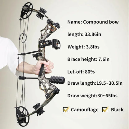 Compound Bow and Arrow Set for Adults, 30-65LBS, Composite