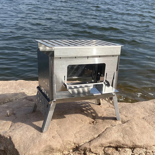 Stainless Steel Camping Wood Stove Portable Folding