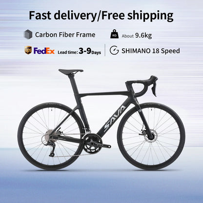 SAVA Carbon Fiber Racing Road Bicycle Carbon Frame Bicycle, SHIMANO 18-Speed