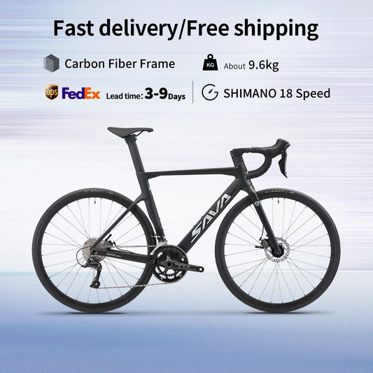SAVA Carbon Fiber Racing Road Bicycle Carbon Frame Bicycle, SHIMANO 18-Speed