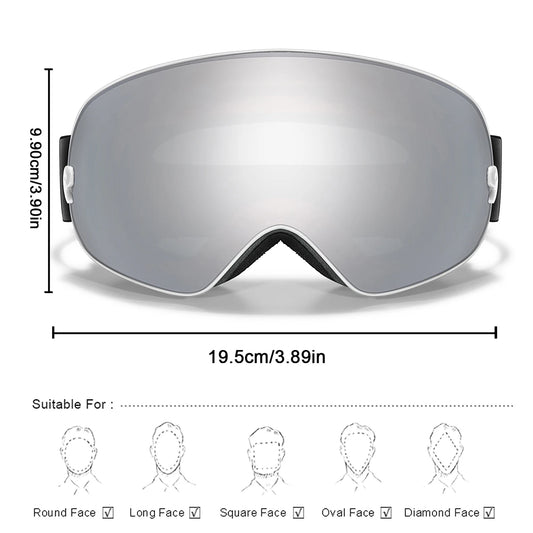 Anti-Fog SKI Goggles Snowboard Goggles UV400 with Night Vison Lens Men, Women, Teen