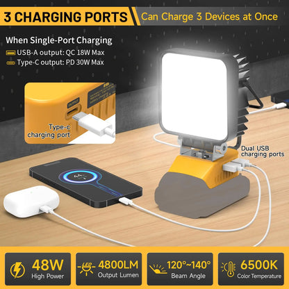DeWalt 20V Battery 48W 4800LM Portable LED Work Light