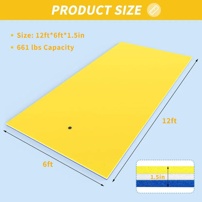 9/12/18FT 3-Layer Lily Pad Floating Mat, Double-Sided Use Floating Water Mat, Floating Mat for Lake, Water Mats Suitable