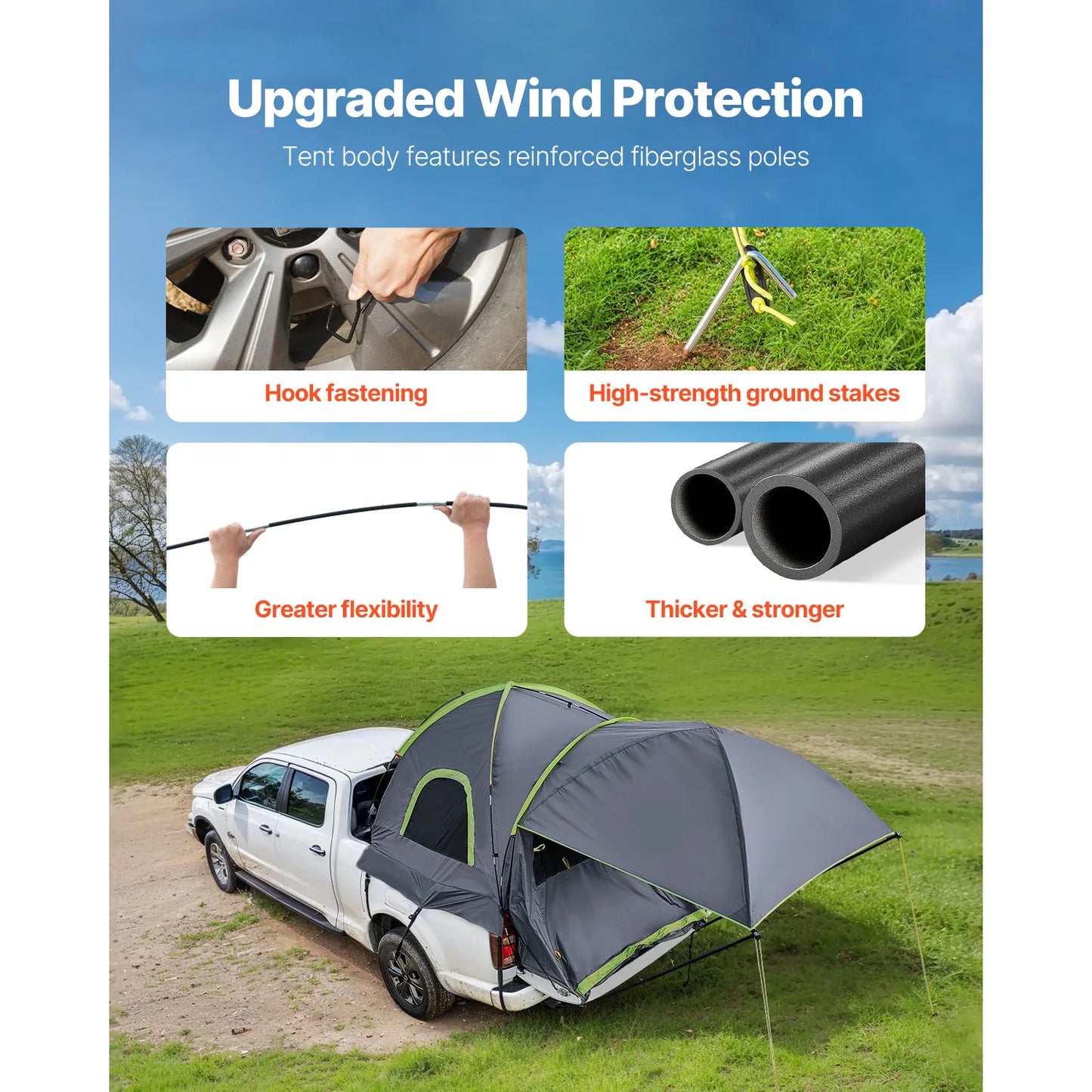 SucceBuy Pickup Truck Tent for Camping Waterproof PU2000 2-3 Person Truck Bed