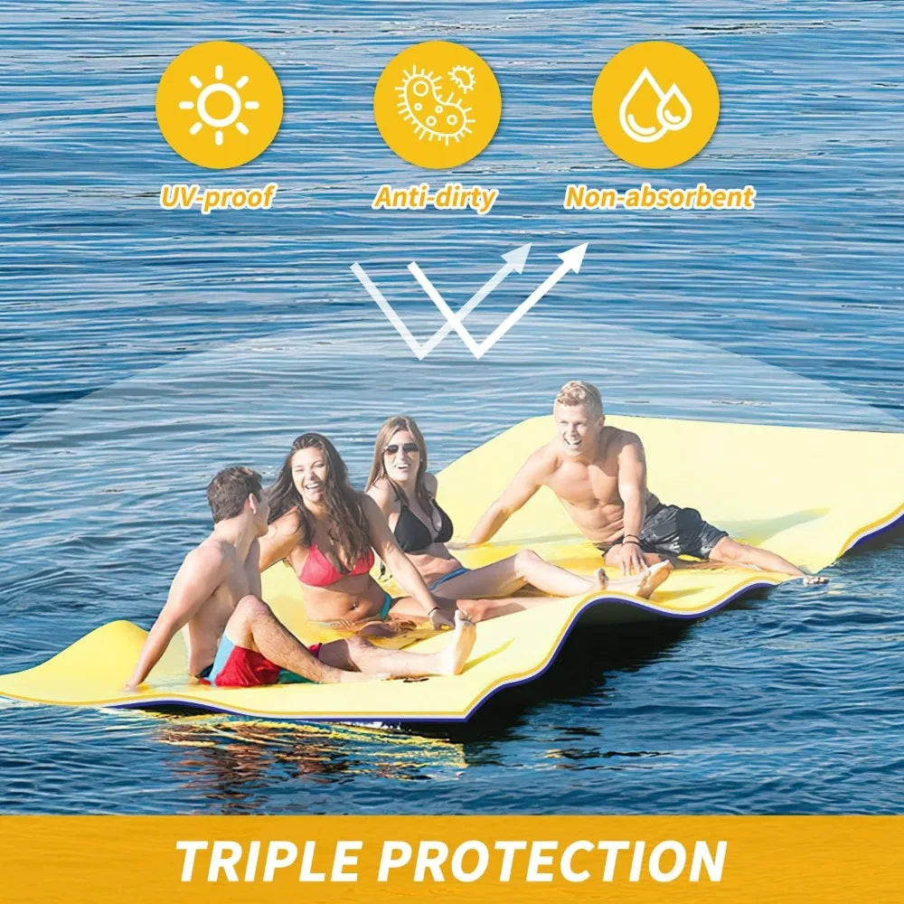 9/12/18FT 3-Layer Lily Pad Floating Mat, Double-Sided Use Floating Water Mat, Floating Mat for Lake, Water Mats Suitable