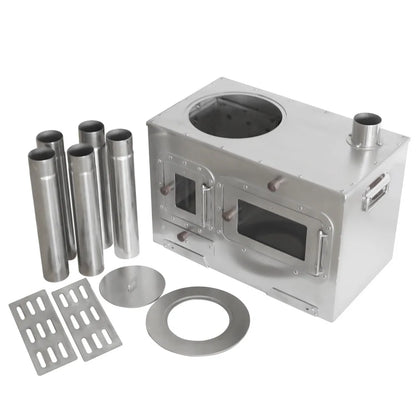 Hot Tent, Stove with 4 Chimney Pipes, Wood Burning Tent Stove, Stainless Steel