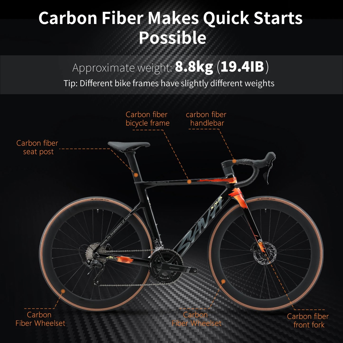 Carbon Fiber Road Bike Adult Racing 700C UCI