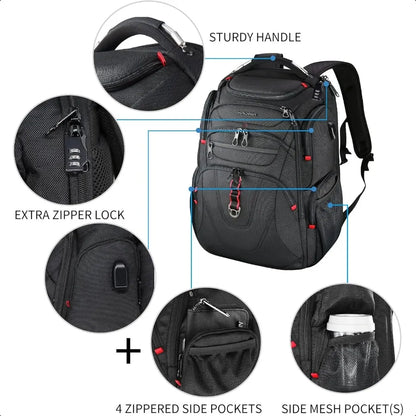 Laptop Backpack 17.3 inch XL Computer Backpack WaterRepellent.