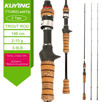 KUYING TETON L UL SUL 5'2" 6' 6'3" 6'4"6'2" 6'6" Fishing Rod Lure Cane Spinning, Casting