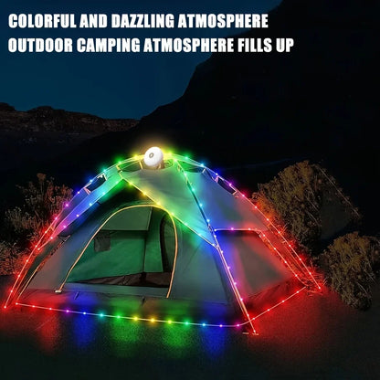 Rechargeable 32.8FT Camping String Lights - 2 in 1 Quick Storage Tent Lights