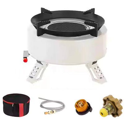 Portable outdoor burner cooking stove, camping backpack stove, with piezoelectric igniter