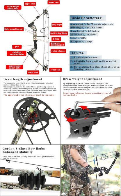 Archery Bow Fishing Compound Bow Kit