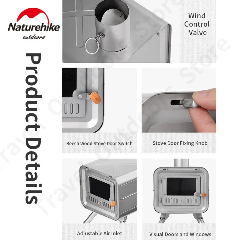 Wood Burning Stove, Lightweight Titanium Firewood Stove ,