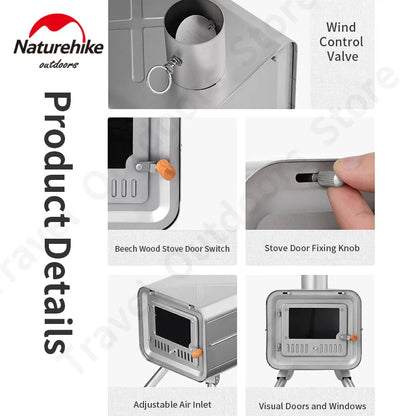 Wood Burning Stove, Lightweight Titanium Firewood Stove ,