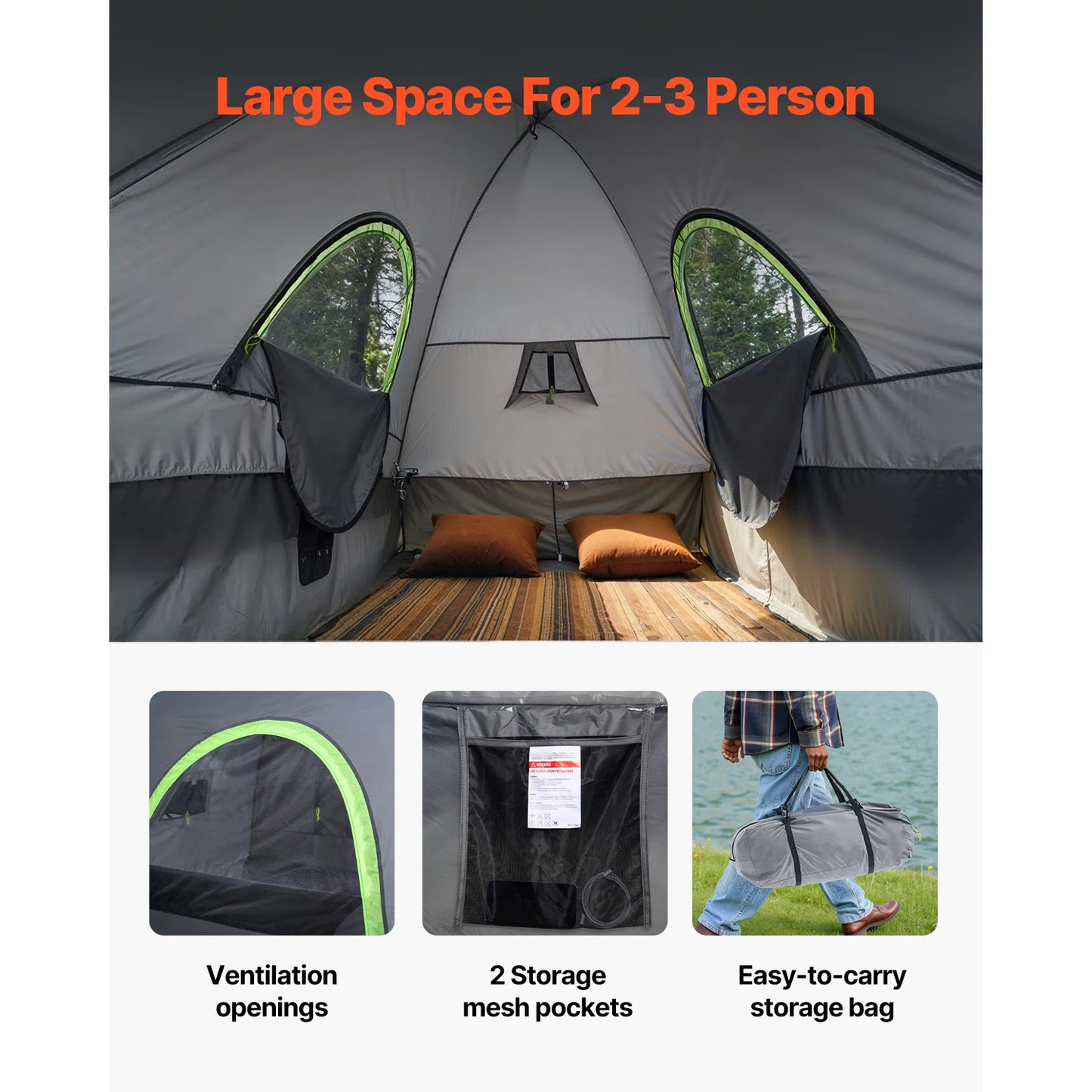 SucceBuy Pickup Truck Tent for Camping Waterproof PU2000 2-3 Person Truck Bed
