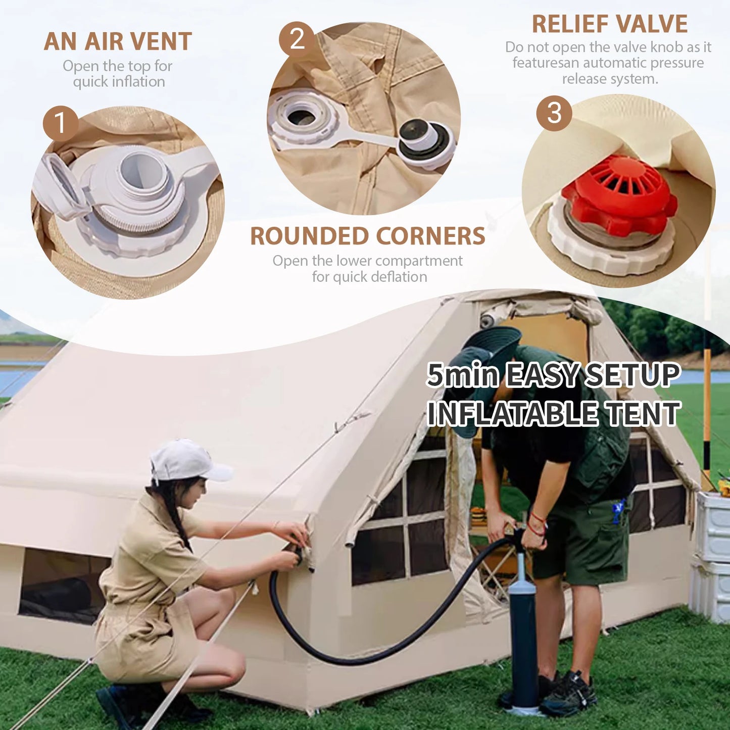 Inflatable Tent with Pump,Waterproof Camping Tents