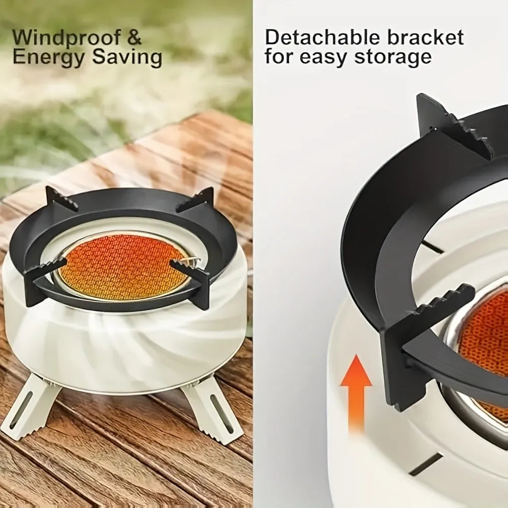 Portable outdoor burner cooking stove, camping backpack stove, with piezoelectric igniter