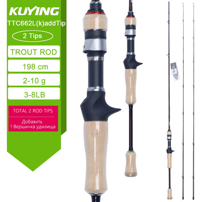 KUYING TETON L UL SUL 5'2" 6' 6'3" 6'4"6'2" 6'6" Fishing Rod Lure Cane Spinning, Casting