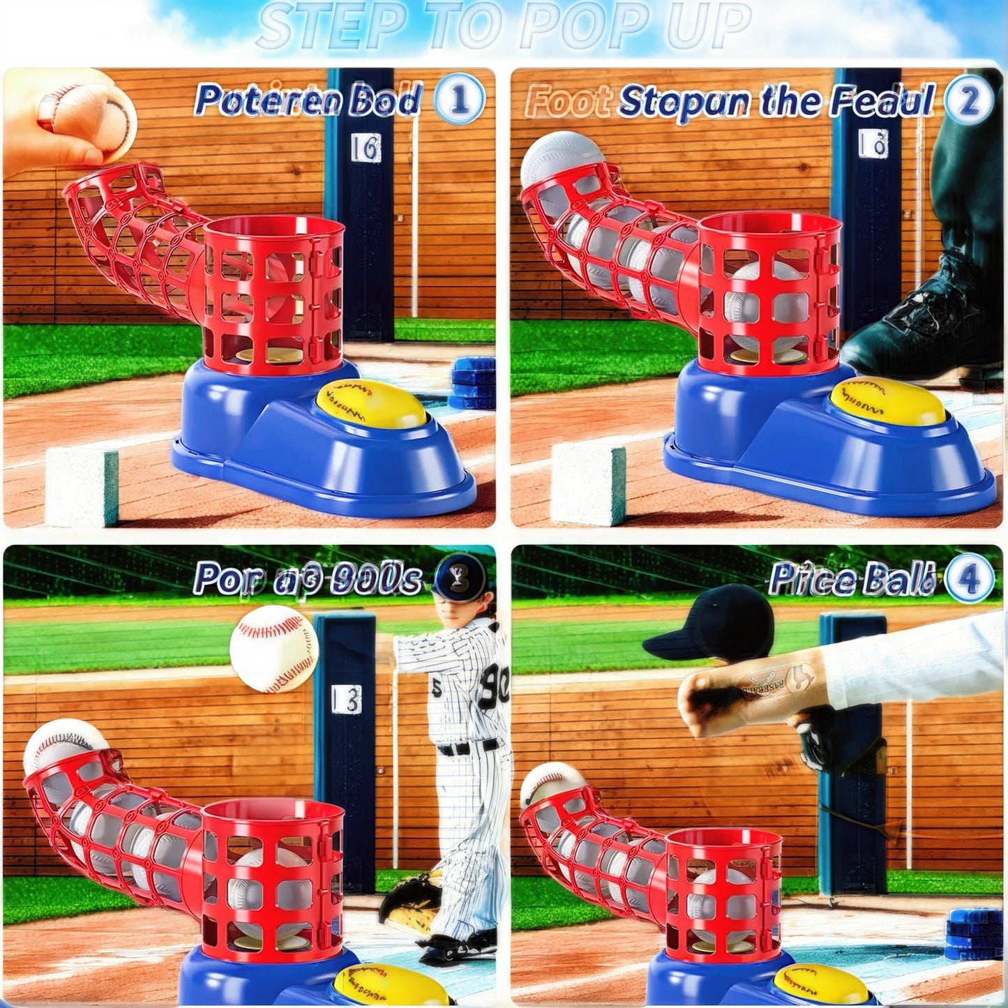 Baseball Seat Set, Foot-Operated Pitching Machine, Automatic Baseball Launcher.
