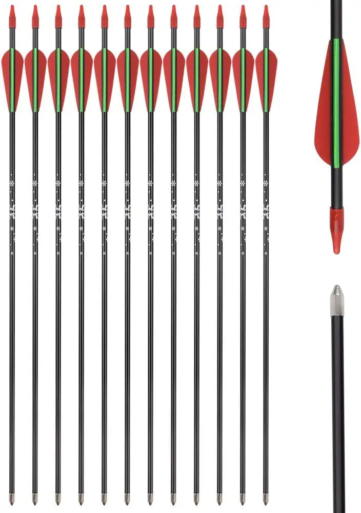 12pcs Recurve Arrows Fiberglass Arrow