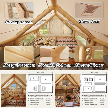 Inflatable Camping Tent 8-10 Person,129 Square Feets Large Inflatable