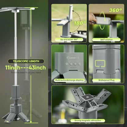Portable Camping Light 14000mAh Telescopic Lantern with Rechargeable Power Supply Dimmable Magnetic Tent Lamp 6000 Lumen Outdoo