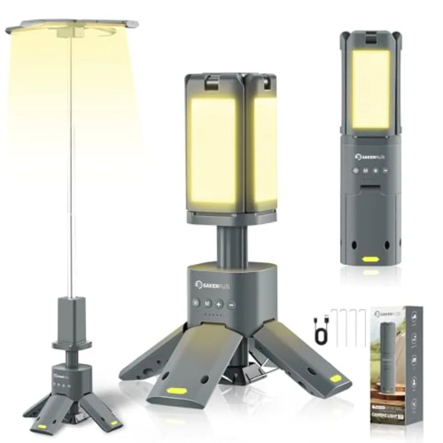 Portable Camping Light 14000mAh Telescopic Lantern with Rechargeable Power Supply Dimmable Magnetic Tent Lamp 6000 Lumen Outdoo