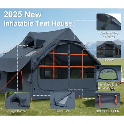 Inflatable Tents for Camping with Stove Jack, 6 Person Easy Setup