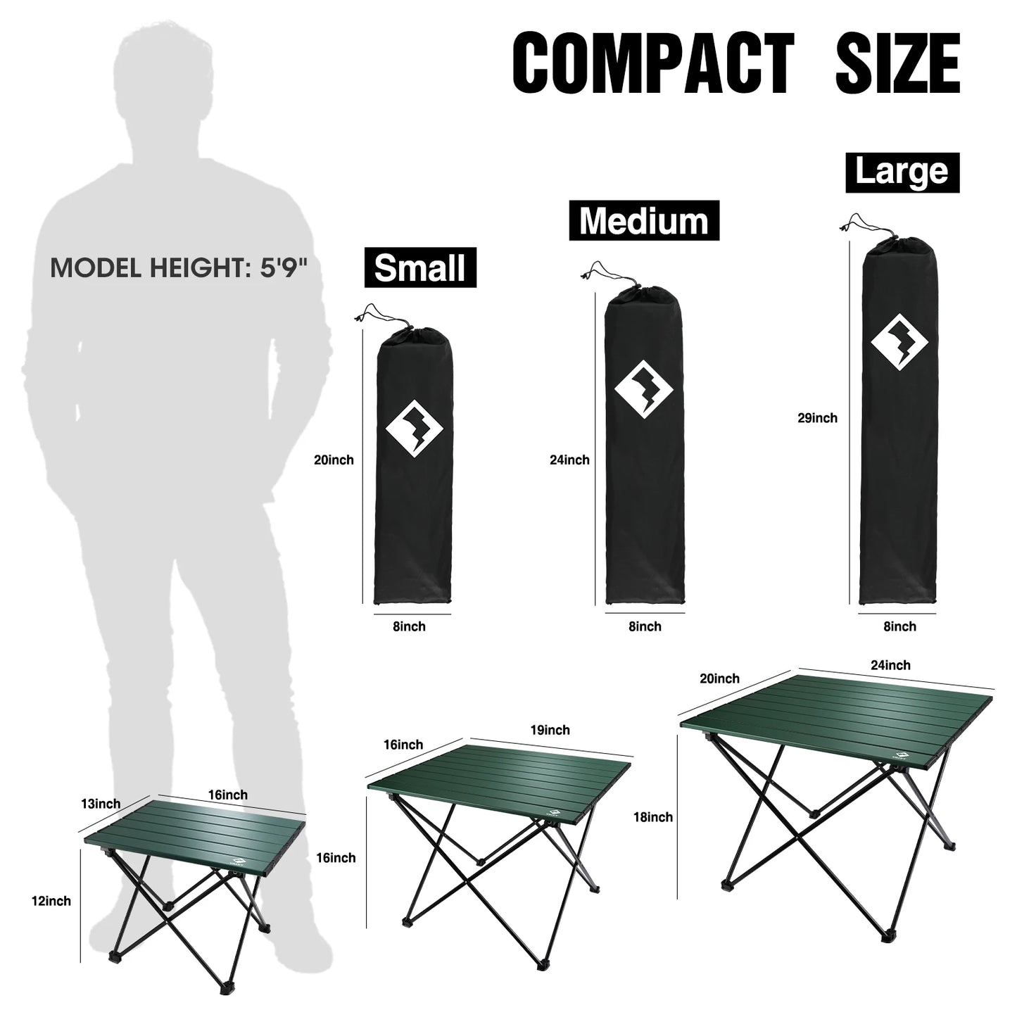 VILLEY Portable Camping Side Table, Ultralight Aluminum Folding Beach