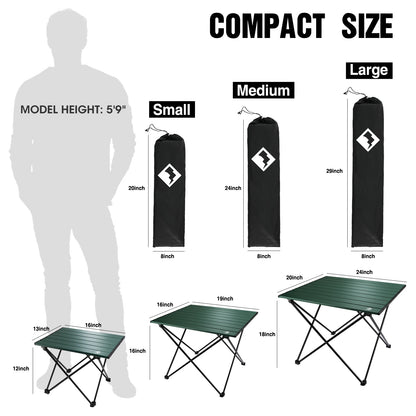 VILLEY Portable Camping Side Table, Ultralight Aluminum Folding Beach