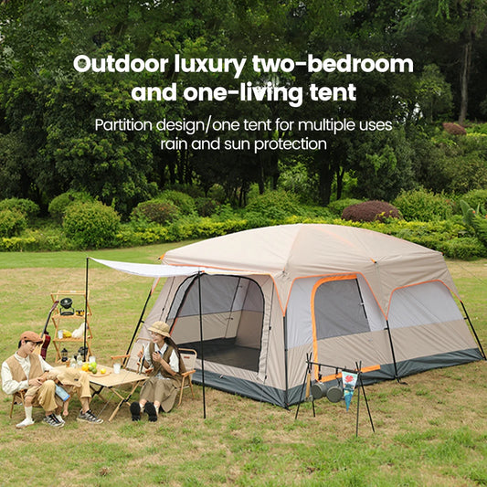 Large Family Tent 8-12 Person 2 Room Windproof with Sun Protection