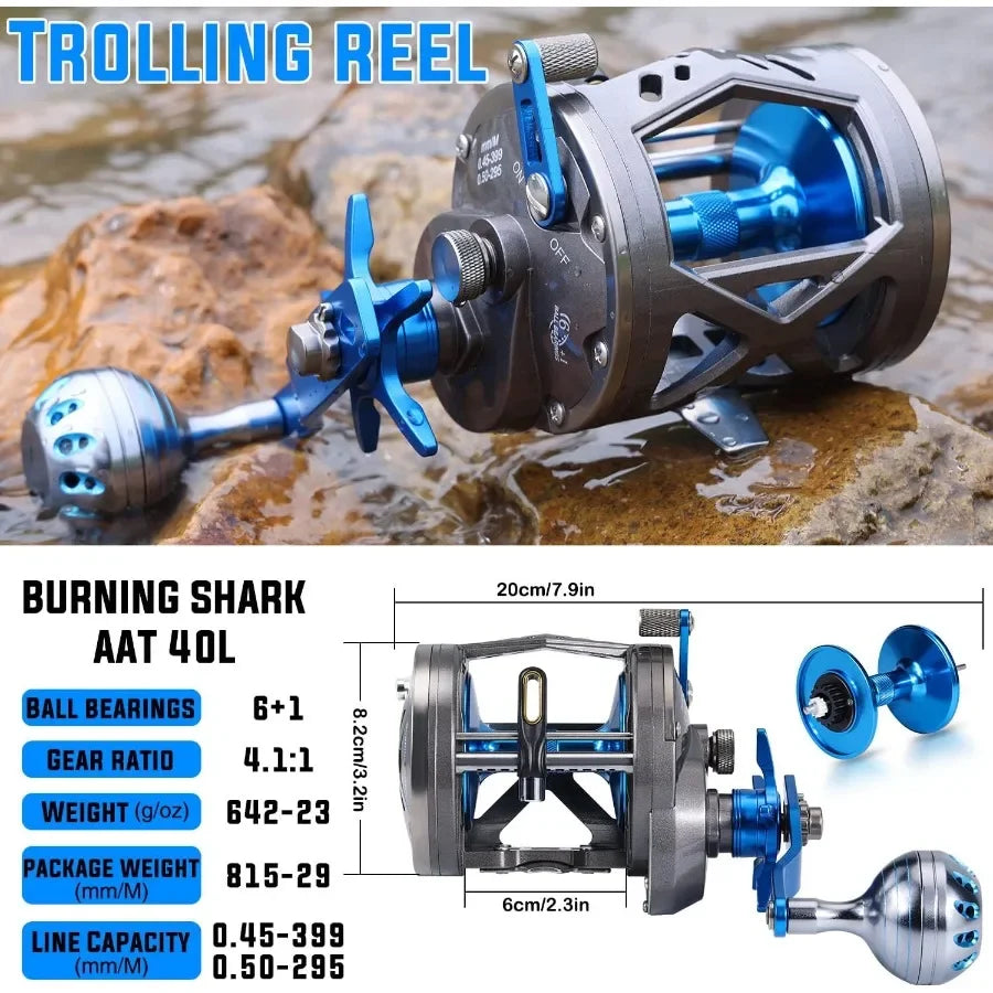 Trolling Reel Saltwater Level Wind Reels Drag Reels Boat Fishing Ocean Fishing for Sea Bass Grouper Salmon