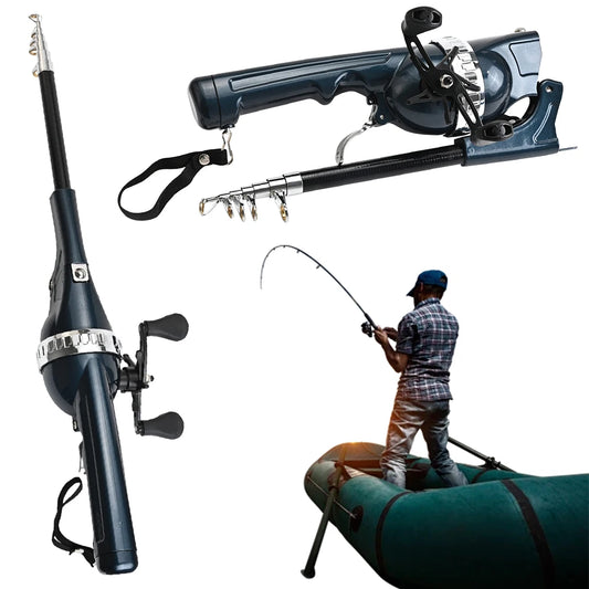 1Set Portable Folding Fishing Rod Telescopic Stainless Steel