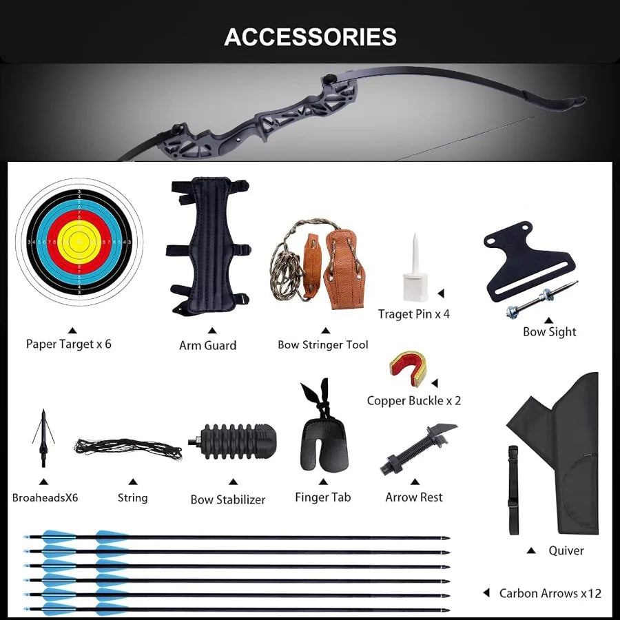 52" Bow and Arrow Set for Adults Archery Recurve Bows For Beginner