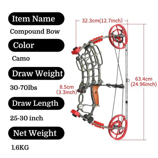 Let off 80% Compound Dual-use Bow Set 19" Axle 30-60lbs