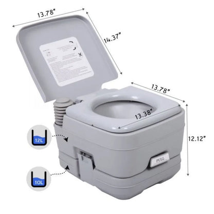 Lightweight Portable Toilet 2.6 Gallon Flushable Camping Toilet.
