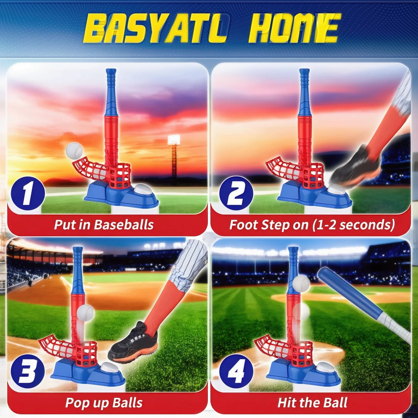 Baseball Seat Set, Foot-Operated Pitching Machine, Automatic Baseball Launcher.