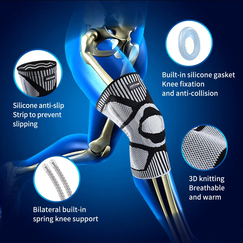 1 Pack of Professional Sports Knee Pads,  Meniscus Silicone Spring Support,