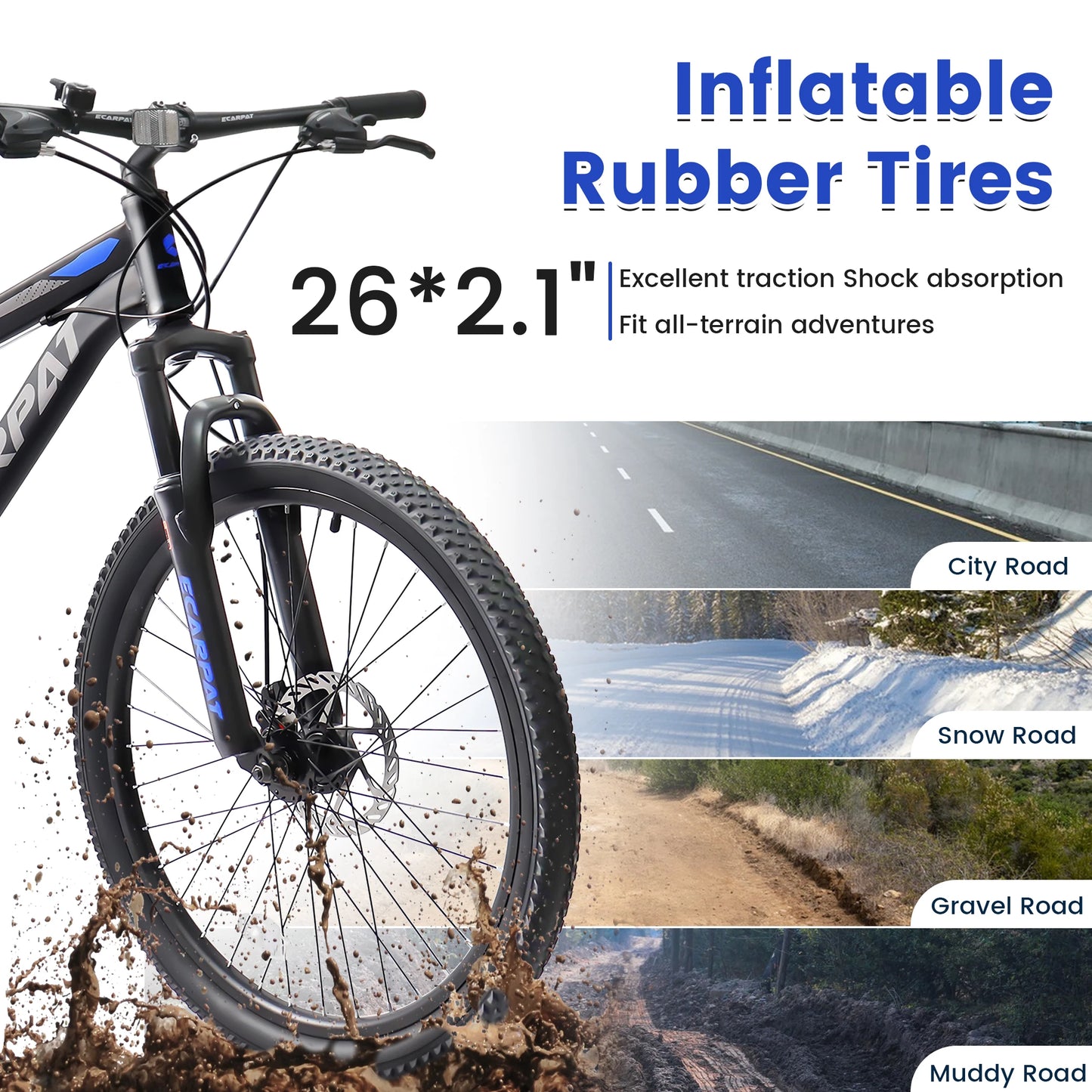 Ecarpat Dual Full Suspension Mountain Bike 24/26/27.5 Inch, Mountain Bike, 21-Speed Disc Bicycles