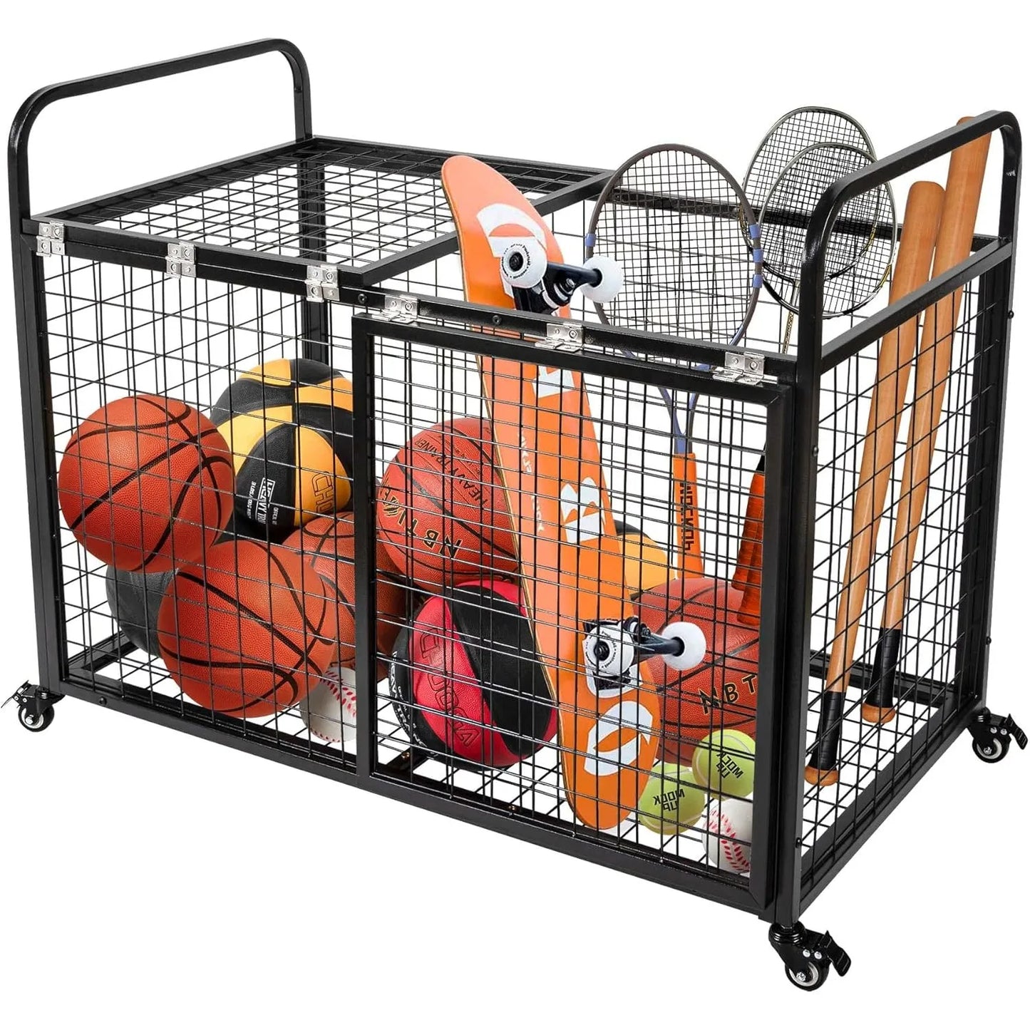 Extra Large Ball Cart Storage for Garage, Optional DividerExtra.