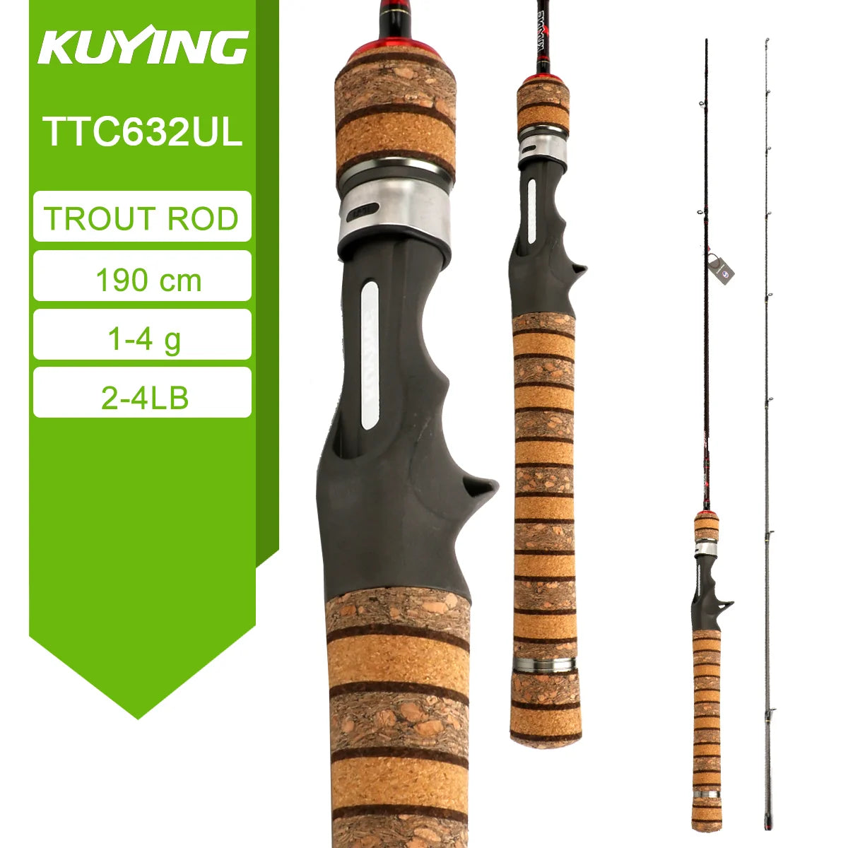 KUYING TETON L UL SUL 5'2" 6' 6'3" 6'4"6'2" 6'6" Fishing Rod Lure Cane Spinning, Casting