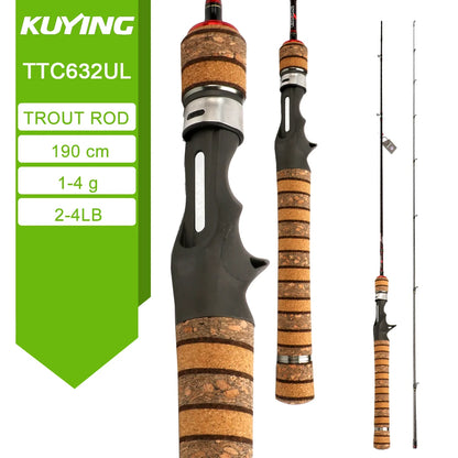 KUYING TETON L UL SUL 5'2" 6' 6'3" 6'4"6'2" 6'6" Fishing Rod Lure Cane Spinning, Casting