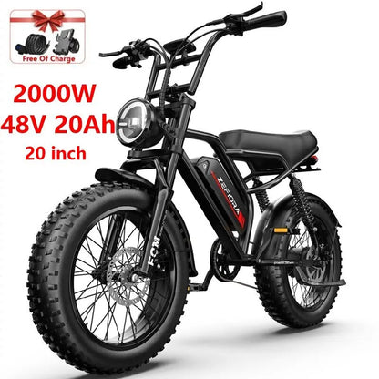 14 20 inch Electric fat bike 1000w 2000w 30-50MPH 30-60Miles Adjustable front brake
