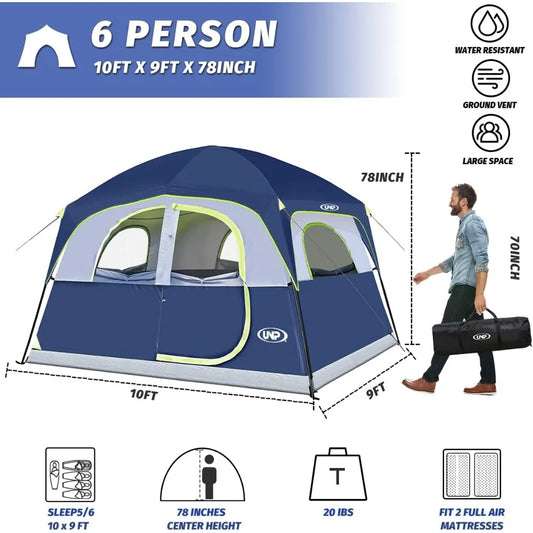 Tents 6 Person Waterproof Windproof Easy Setup,Double Layer